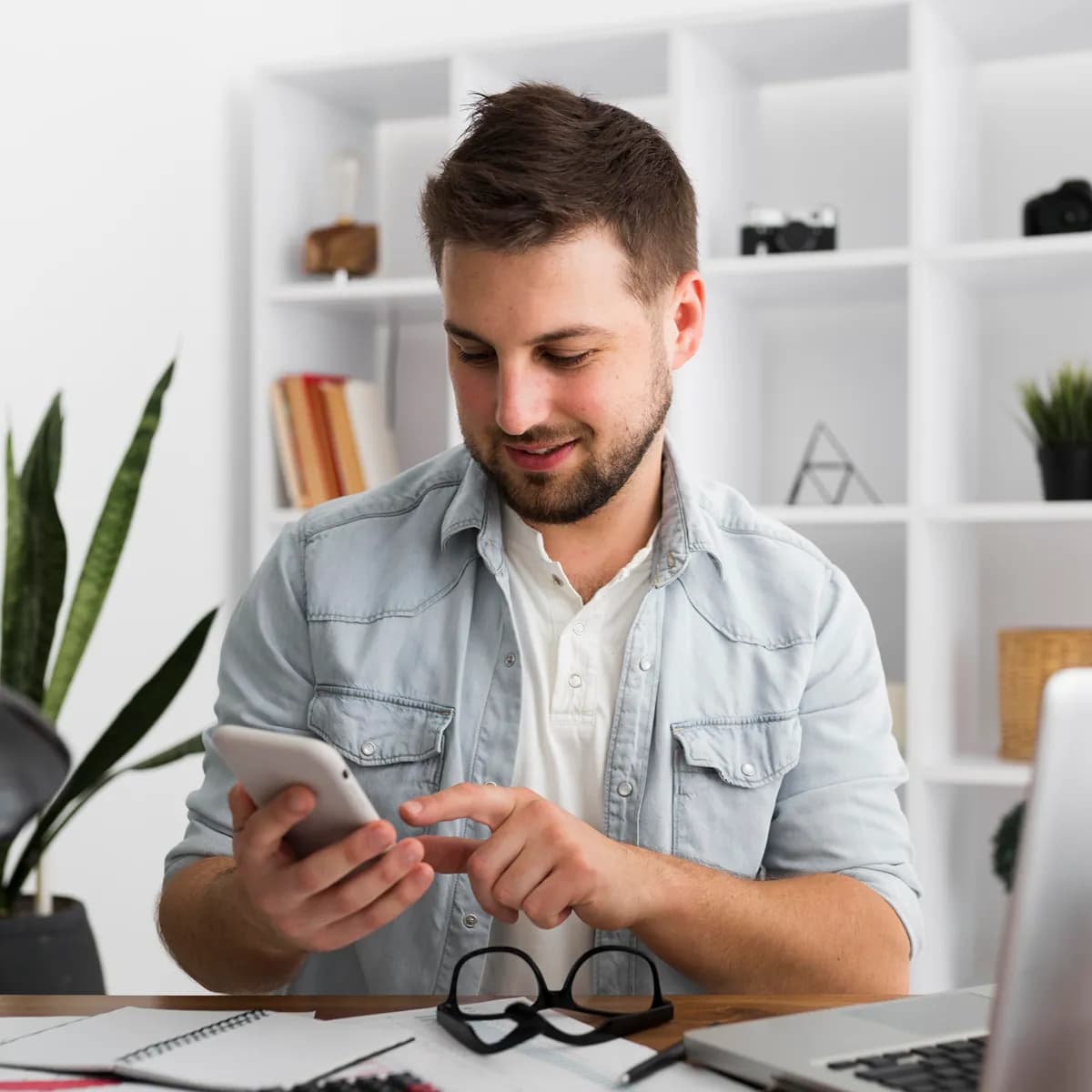 man taking online assessment